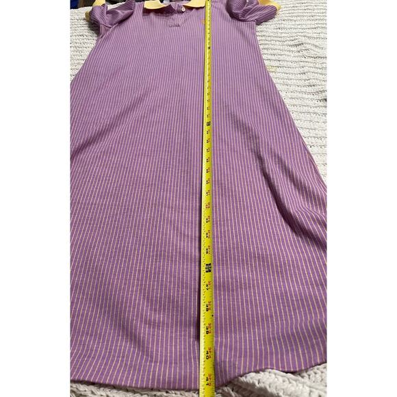 VTG Timely Trends Polo Shirt Dress Midi 70s Collared Womens Sz 9 Purple Striped - Picture 4 of 8